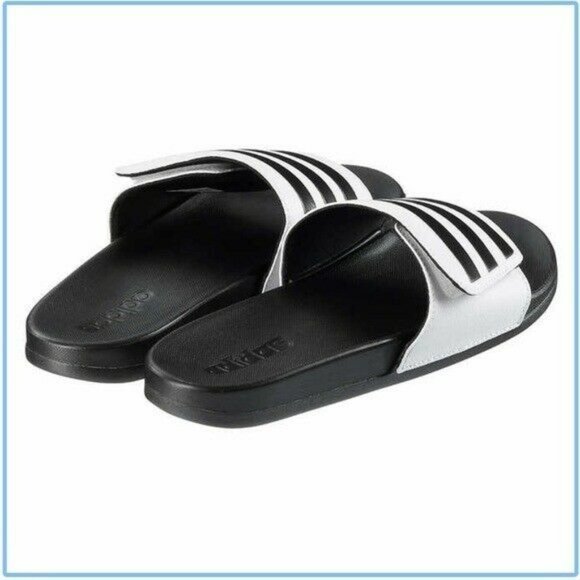 Adidas Adilette Unisex Slide Sandal White/Black Size Men 13 / Women 14 - Picture 4 of 7